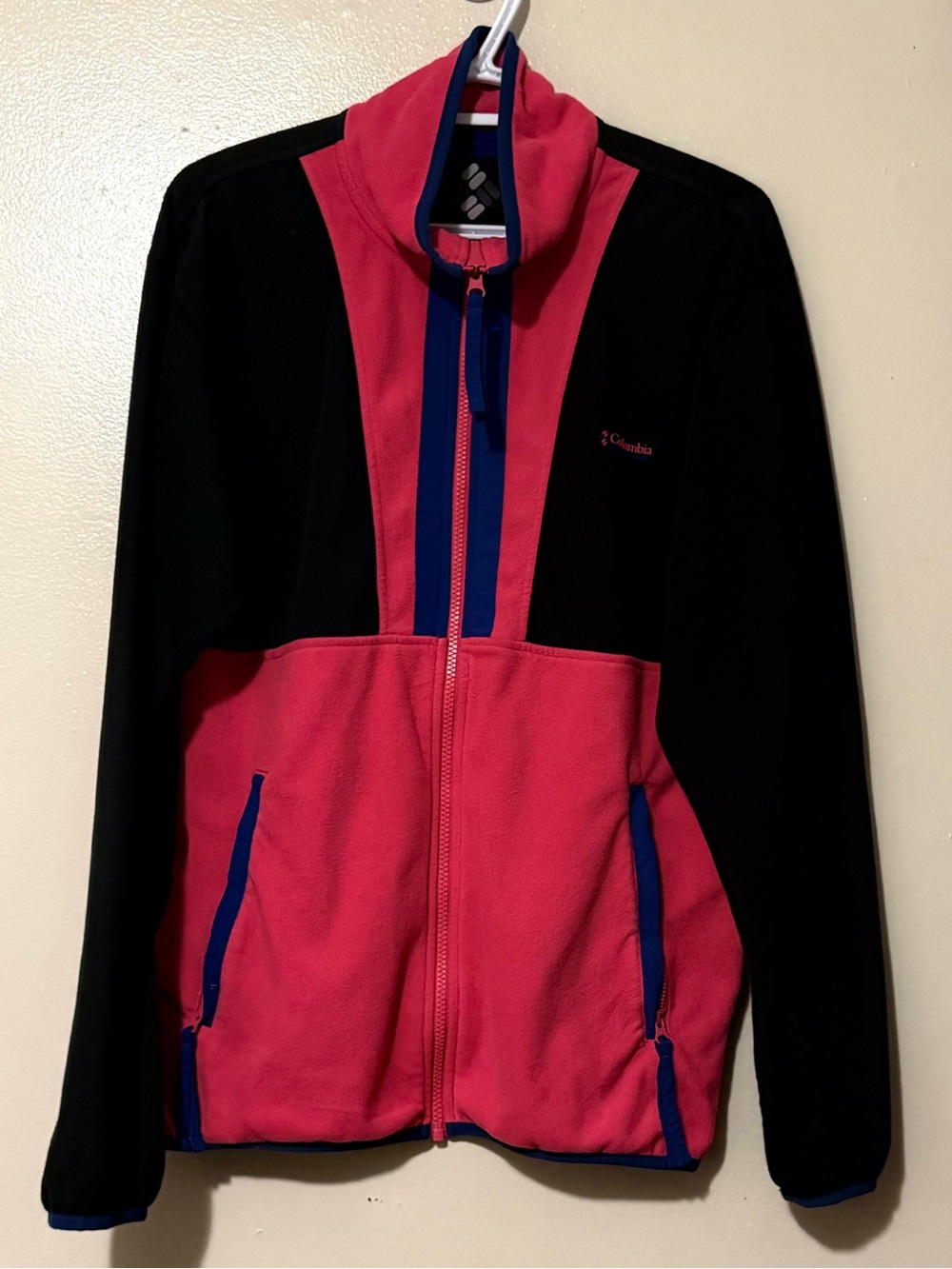 Columbia Women’s Pink and Dark Navy Zip Up Fleece